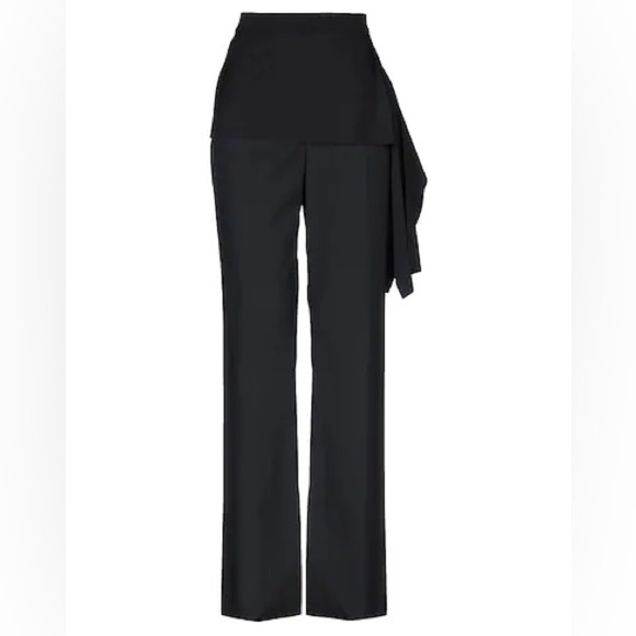 3.1 PHILLIP LIM Black Wool Blend Side Drape High Rise Wide Leg Pant, Size 8 - Picture 1 of 14